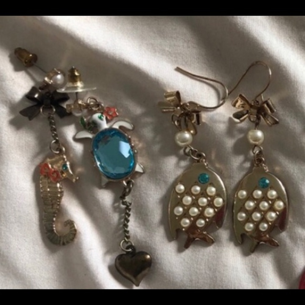 3 pairs of GENTLY USED BETSEY JOHNSON EARRINGS